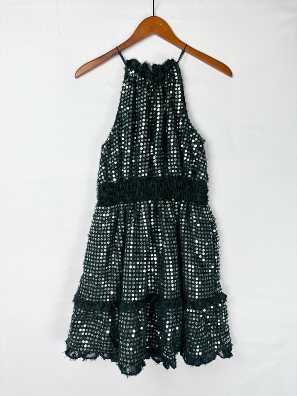 NEW Anthropologie Somerset Shine Mini Halter Dress‎ Dark Green Size S